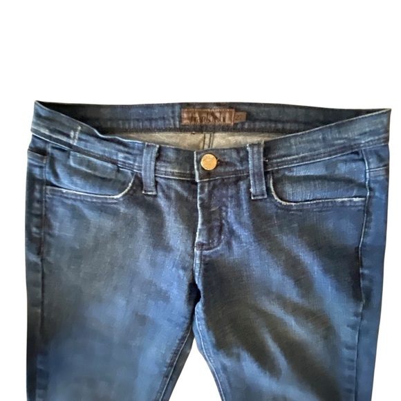 Frankie B vintage y2k Low Rise Flare Jeans Cream Leather Studded Back Pockets - Picture 8 of 12